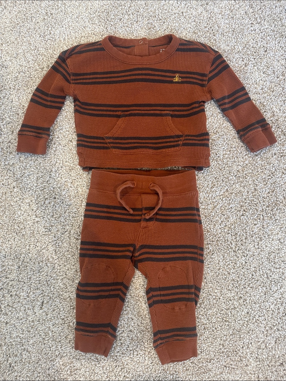 Baby GAP Thermal Striped Knit Matching Set 6-12 M